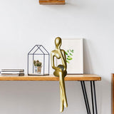 Maxbell Sitting Thinker Statue Abstract Figurine Creative Resin Crafts for Decor StyleD