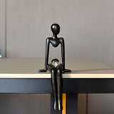 Maxbell Modern Abstract Thinker Statue Figurine Crafts for Living Room Desktop Decor 9.5cmx8.8cmx20cm