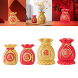 Maxbell Resin Flower Vase Blessed Bag Shape Sculpture Art Decor Centerpiece Figurine Aureate and Small
