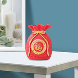 Maxbell Resin Flower Vase Blessed Bag Shape Sculpture Art Decor Centerpiece Figurine Red and Small