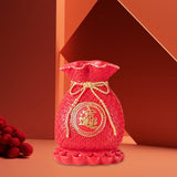 Maxbell Resin Flower Vase Blessed Bag Shape Sculpture Art Decor Centerpiece Figurine Red and Large