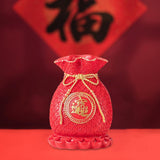 Maxbell Resin Flower Vase Blessed Bag Shape Sculpture Art Decor Centerpiece Figurine Red and Large