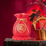 Maxbell Resin Flower Vase Blessed Bag Shape Sculpture Art Decor Centerpiece Figurine Red and Large