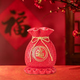 Maxbell Resin Flower Vase Blessed Bag Shape Sculpture Art Decor Centerpiece Figurine Red and Large