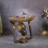 Maxbell Tribal Lady Statue Tray African Human Sculpture Collectible Office Table