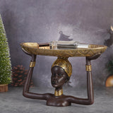 Maxbell Tribal Lady Statue Tray African Human Sculpture Collectible Office Table