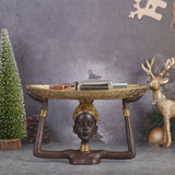 Maxbell Tribal Lady Statue Tray African Human Sculpture Collectible Office Table