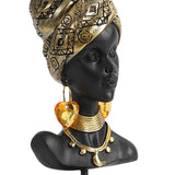 Maxbell African Woman Bust Statue Women Sculpture Tribal Lady Figurine for Decor