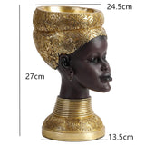 Maxbell African Woman Head Statue Lady Sculpture Artwork for Coffee Table Decor