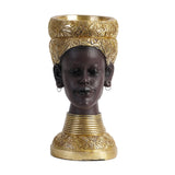 Maxbell African Woman Head Statue Lady Sculpture Artwork for Coffee Table Decor