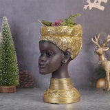 Maxbell African Woman Head Statue Lady Sculpture Artwork for Coffee Table Decor