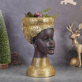 Maxbell African Woman Head Statue Lady Sculpture Artwork for Coffee Table Decor