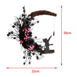 Maxbell Funny Cat Wreath Outside for Door Hanging Garland Fall Decorations Halloween