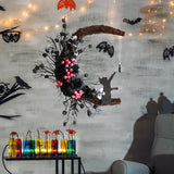 Maxbell Funny Cat Wreath Outside for Door Hanging Garland Fall Decorations Halloween