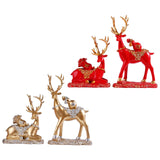 Maxbell Reindeer Lover Figurines Decoration Accents Resin Deer Statues for Fireplace Aureate