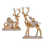 Maxbell Reindeer Lover Figurines Decoration Accents Resin Deer Statues for Fireplace Aureate