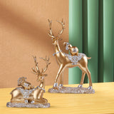 Maxbell Reindeer Lover Figurines Decoration Accents Resin Deer Statues for Fireplace Aureate