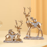 Maxbell Reindeer Lover Figurines Decoration Accents Resin Deer Statues for Fireplace Aureate