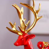 Maxbell Reindeer Lover Figurines Decoration Accents Resin Deer Statues for Fireplace Red