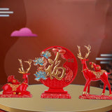 Maxbell Reindeer Lover Figurines Decoration Accents Resin Deer Statues for Fireplace Red