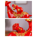 Maxbell Reindeer Lover Figurines Decoration Accents Resin Deer Statues for Fireplace Red