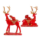 Maxbell Reindeer Lover Figurines Decoration Accents Resin Deer Statues for Fireplace Red