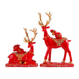 Maxbell Reindeer Lover Figurines Decoration Accents Resin Deer Statues for Fireplace Red