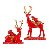 Maxbell Reindeer Lover Figurines Decoration Accents Resin Deer Statues for Fireplace Red