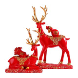 Maxbell Reindeer Lover Figurines Decoration Accents Resin Deer Statues for Fireplace Red