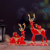 Maxbell Reindeer Lover Figurines Decoration Accents Resin Deer Statues for Fireplace Red