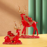 Maxbell Reindeer Lover Figurines Decoration Accents Resin Deer Statues for Fireplace Red