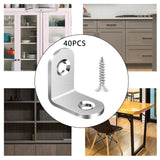 Maxbell 40 Pieces L Bracket Joint Right Angle Bracket for Wooden Dressers Chairs 20mmx20mmx16mm