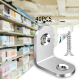 Maxbell 40 Pieces L Bracket Joint Right Angle Bracket for Wooden Dressers Chairs 20mmx20mmx16mm