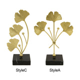 Maxbell Metal Leaves Sculpture Ginkgo Leaf Ornament for Living Room Decor Accent StyleA