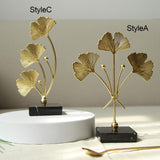 Maxbell Metal Leaves Sculpture Ginkgo Leaf Ornament for Living Room Decor Accent StyleA