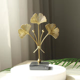 Maxbell Metal Leaves Sculpture Ginkgo Leaf Ornament for Living Room Decor Accent StyleA