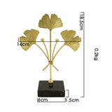Maxbell Metal Leaves Sculpture Ginkgo Leaf Ornament for Living Room Decor Accent StyleA