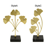 Maxbell Metal Leaves Sculpture Ginkgo Leaf Ornament for Living Room Decor Accent StyleA