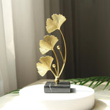 Maxbell Metal Leaves Sculpture Ginkgo Leaf Ornament for Living Room Decor Accent StyleC