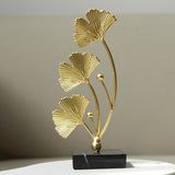 Maxbell Metal Leaves Sculpture Ginkgo Leaf Ornament for Living Room Decor Accent StyleC