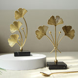 Maxbell Metal Leaves Sculpture Ginkgo Leaf Ornament for Living Room Decor Accent StyleC