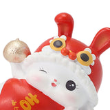 Maxbell Chinese Animal Rabbit Statues Figurines Car Dashboard Office Bunny Sculpture Lucky 6.5x3.7x5cm