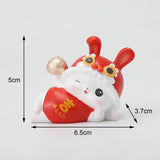 Maxbell Chinese Animal Rabbit Statues Figurines Car Dashboard Office Bunny Sculpture Lucky 6.5x3.7x5cm