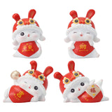 Maxbell Chinese Animal Rabbit Statues Figurines Car Dashboard Office Bunny Sculpture Lucky 6.5x3.7x5cm