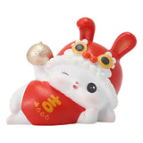 Maxbell Chinese Animal Rabbit Statues Figurines Car Dashboard Office Bunny Sculpture Lucky 6.5x3.7x5cm