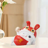 Maxbell Chinese Animal Rabbit Statues Figurines Car Dashboard Office Bunny Sculpture Lucky 6.5x3.7x5cm