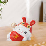 Maxbell Chinese Animal Rabbit Statues Figurines Car Dashboard Office Bunny Sculpture Lucky 6.5x3.7x5cm