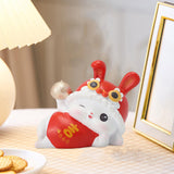 Maxbell Chinese Animal Rabbit Statues Figurines Car Dashboard Office Bunny Sculpture Lucky 6.5x3.7x5cm