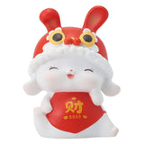 Maxbell Chinese Animal Rabbit Statues Figurines Car Dashboard Office Bunny Sculpture Wealth 4.5x3.5x6cm