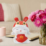 Maxbell Chinese Animal Rabbit Statues Figurines Car Dashboard Office Bunny Sculpture Wealth 4.5x3.5x6cm